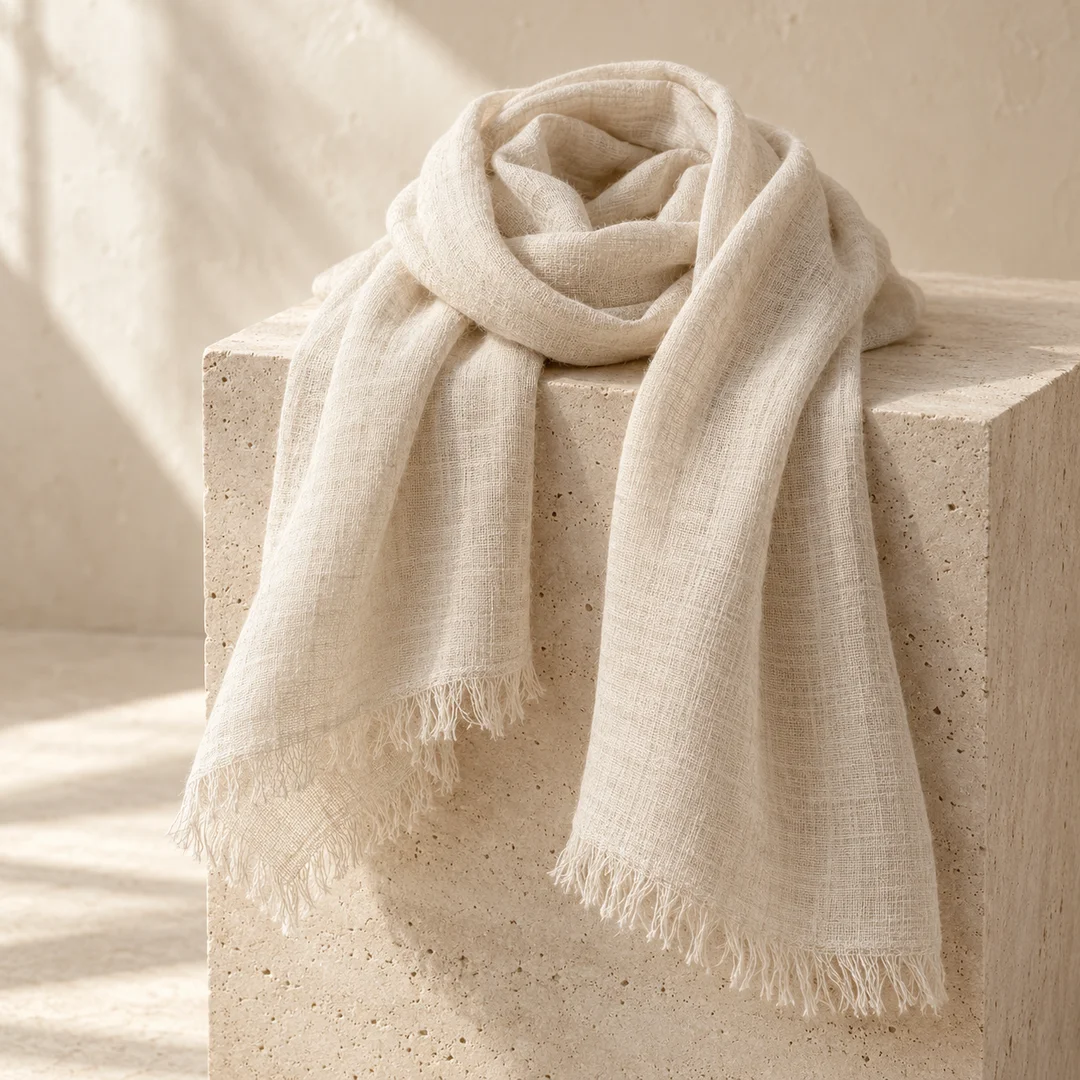 Luma Linen Scarf — Ivory